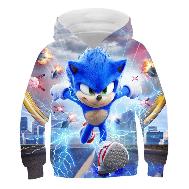 Sonic Cartoon Moletom com capuz Infantil Meninos e Meninas