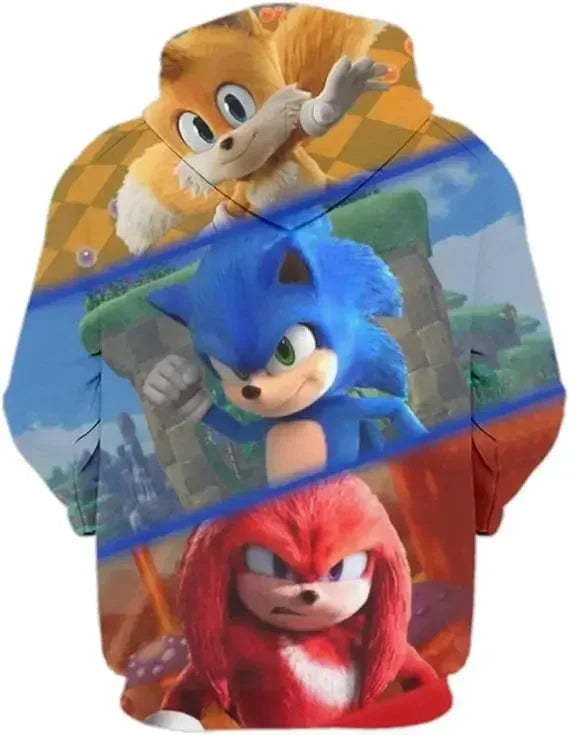 Sonic Cartoon Moletom com capuz Infantil Meninos e Meninas