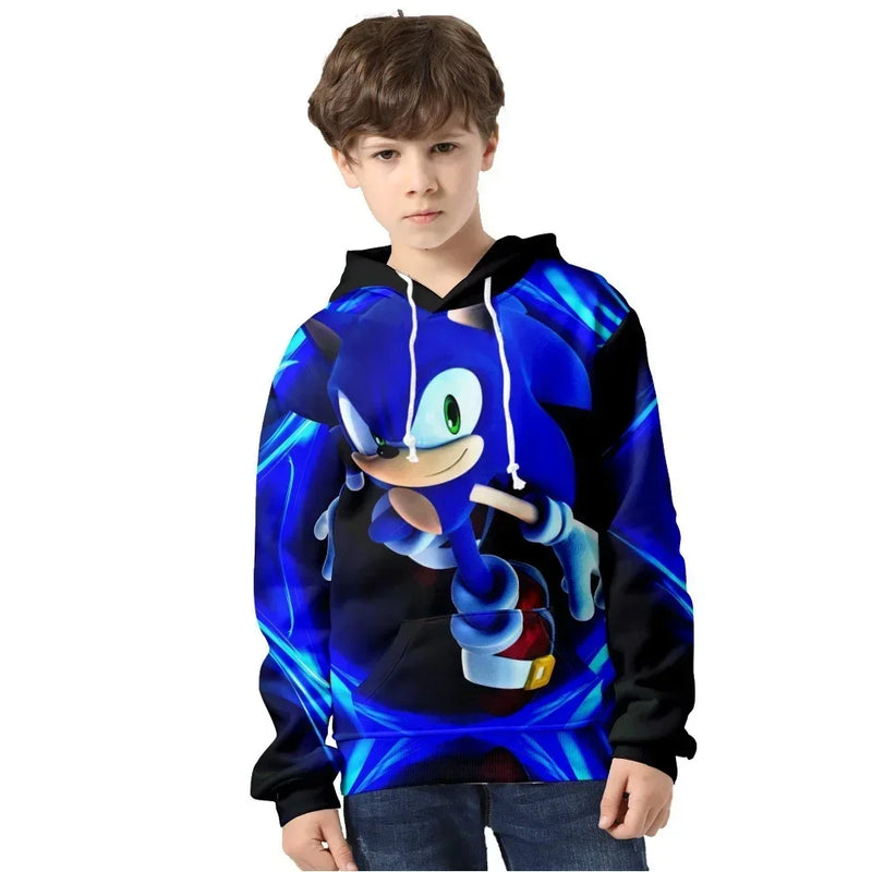 Sonic Cartoon Moletom com capuz Infantil Meninos e Meninas