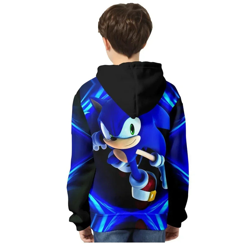 Sonic Cartoon Moletom com capuz Infantil Meninos e Meninas