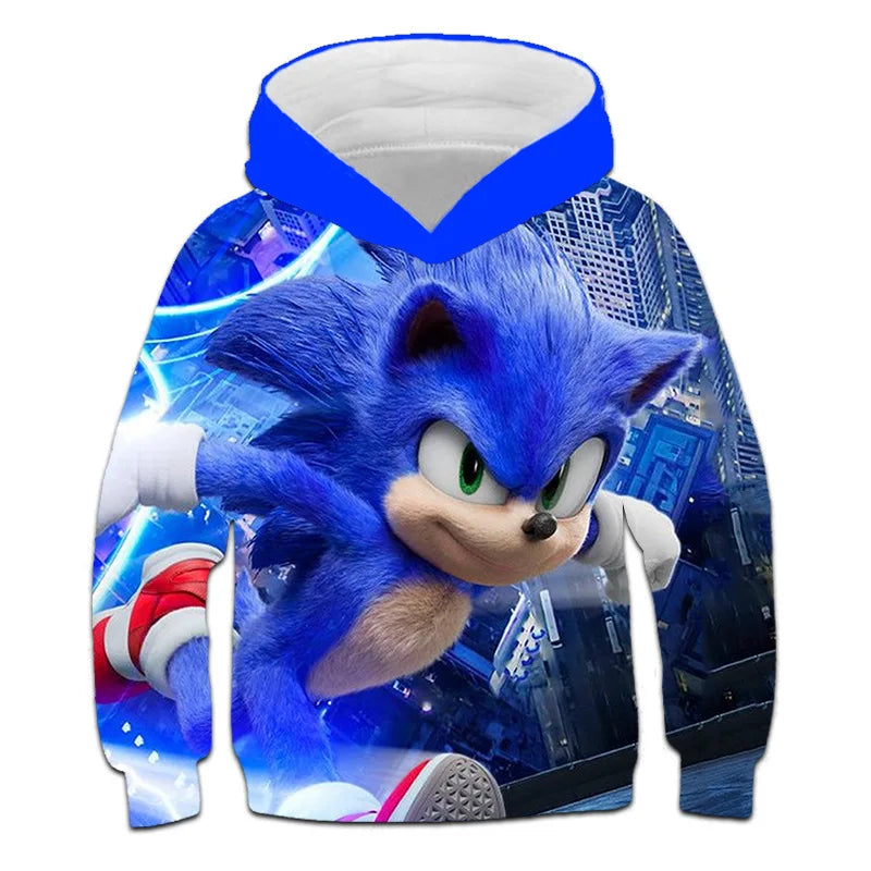 Sonic Cartoon Moletom com capuz Infantil Meninos e Meninas